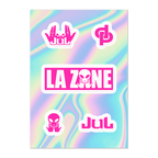 Feuille d'autocollants Rose Fluo