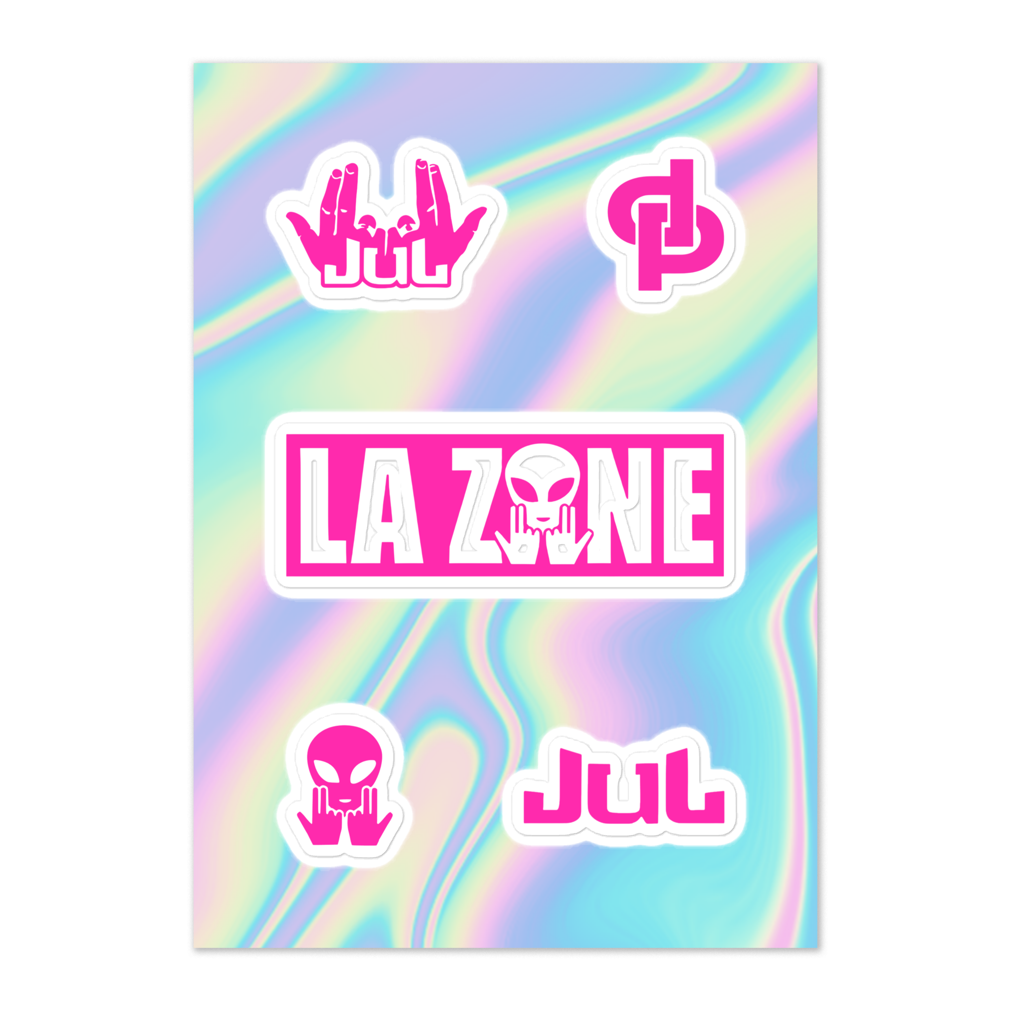 Feuille d'autocollants Rose Fluo