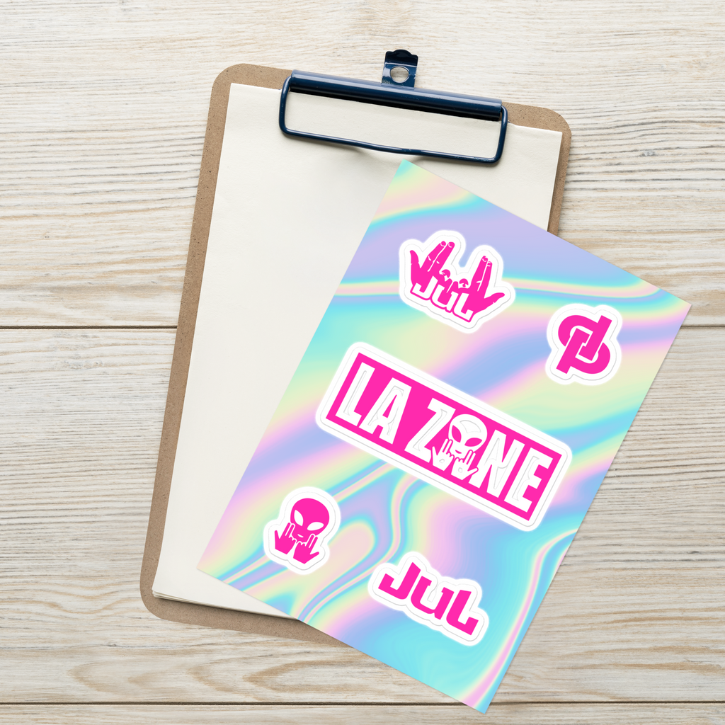 Feuille d'autocollants Rose Fluo